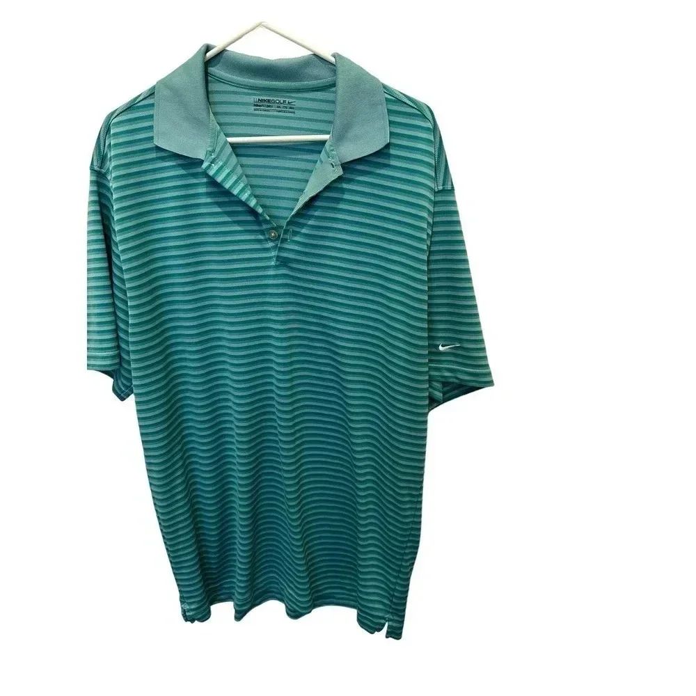 Nike Golf Fit Dry Men's Blue Striped Short Sleeve Performance Polo Shirt Sz XXL